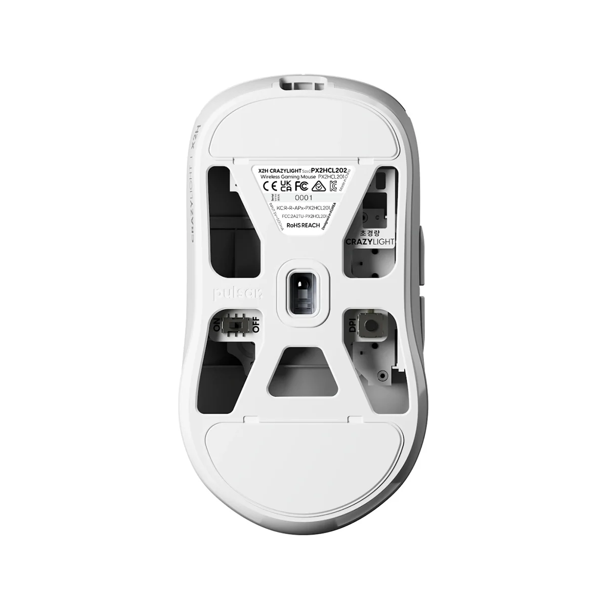 Pulsar X2H CrazyLight 8K Polling Rate eSports Gaming Mouse Size 2 (Jet Black, Uyuni White) - Image 7