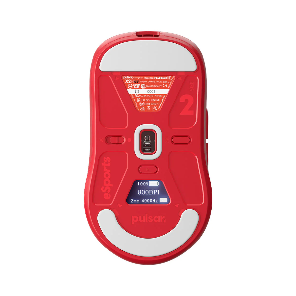 Pulsar X2H ES eSports Tournament Edition Symmetrical Wireless Gaming Mouse (Red) Size 2 (PX2HES23) - Image 5