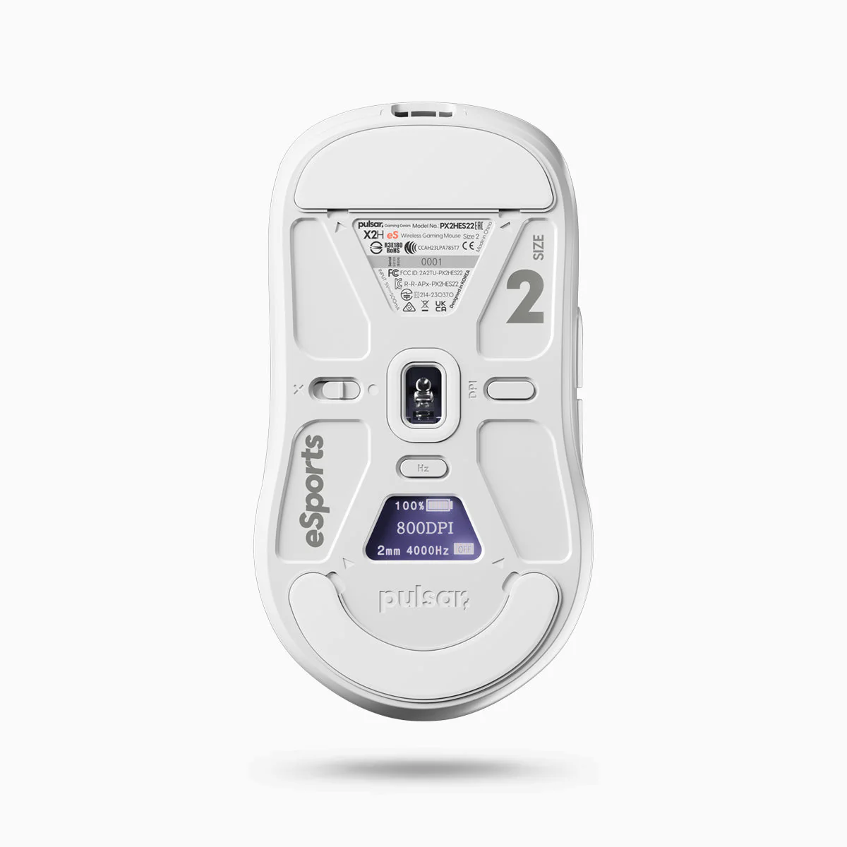 Pulsar X2H ES eSports Tournament Edition Symmetrical Wireless Gaming Mouse (White) Size 2 (PX2HES22) - Image 3