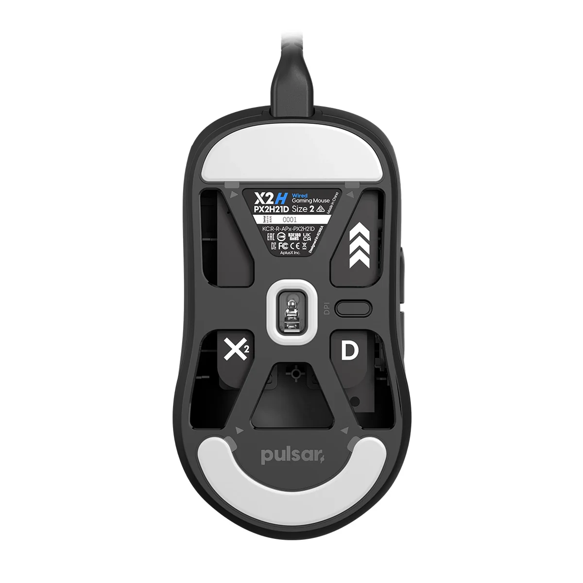 Pulsar X2H Symmetrical Ultralight Wired Gaming Mouse Size 2 (Black (PX2H21D), White (PX2H22D)) - Image 4