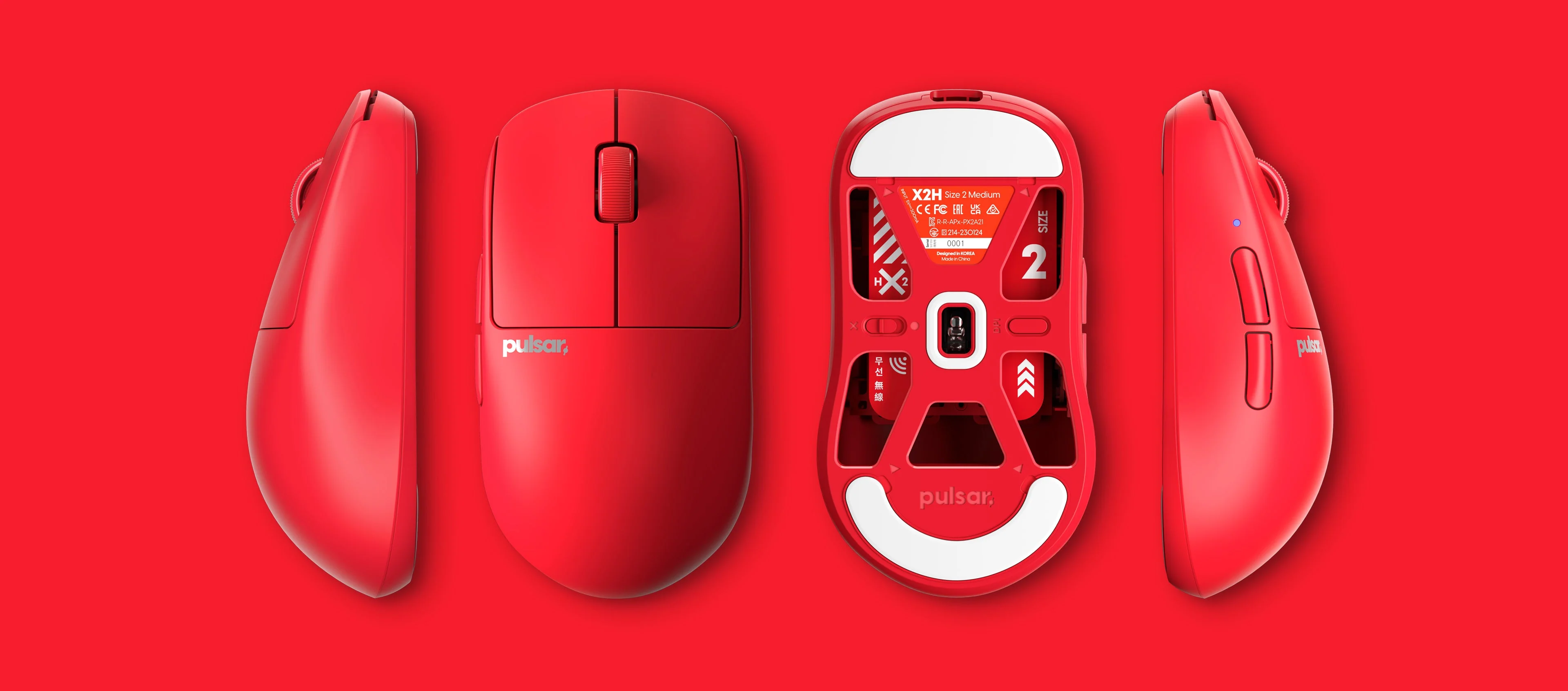 Pulsar X2H Ultralight Wireless Symmetrical eSports Mouse Size 2 (Red) (PX2H23) - Image 13