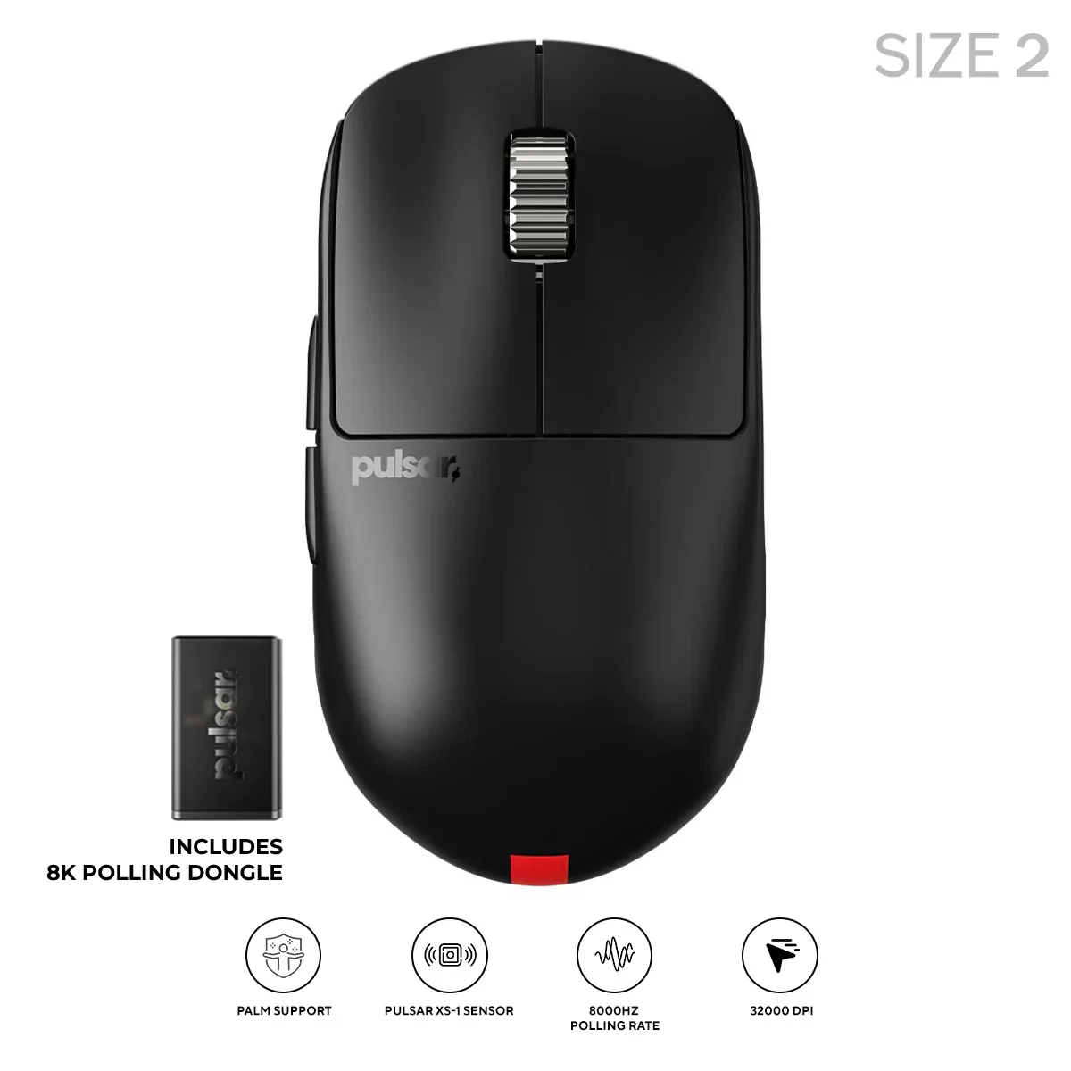 Pulsar X2H V3 eS Esports Tournament Edition Symmetrical Wireless Gaming Mouse Size 2 (Black) (PX2H3ES21)