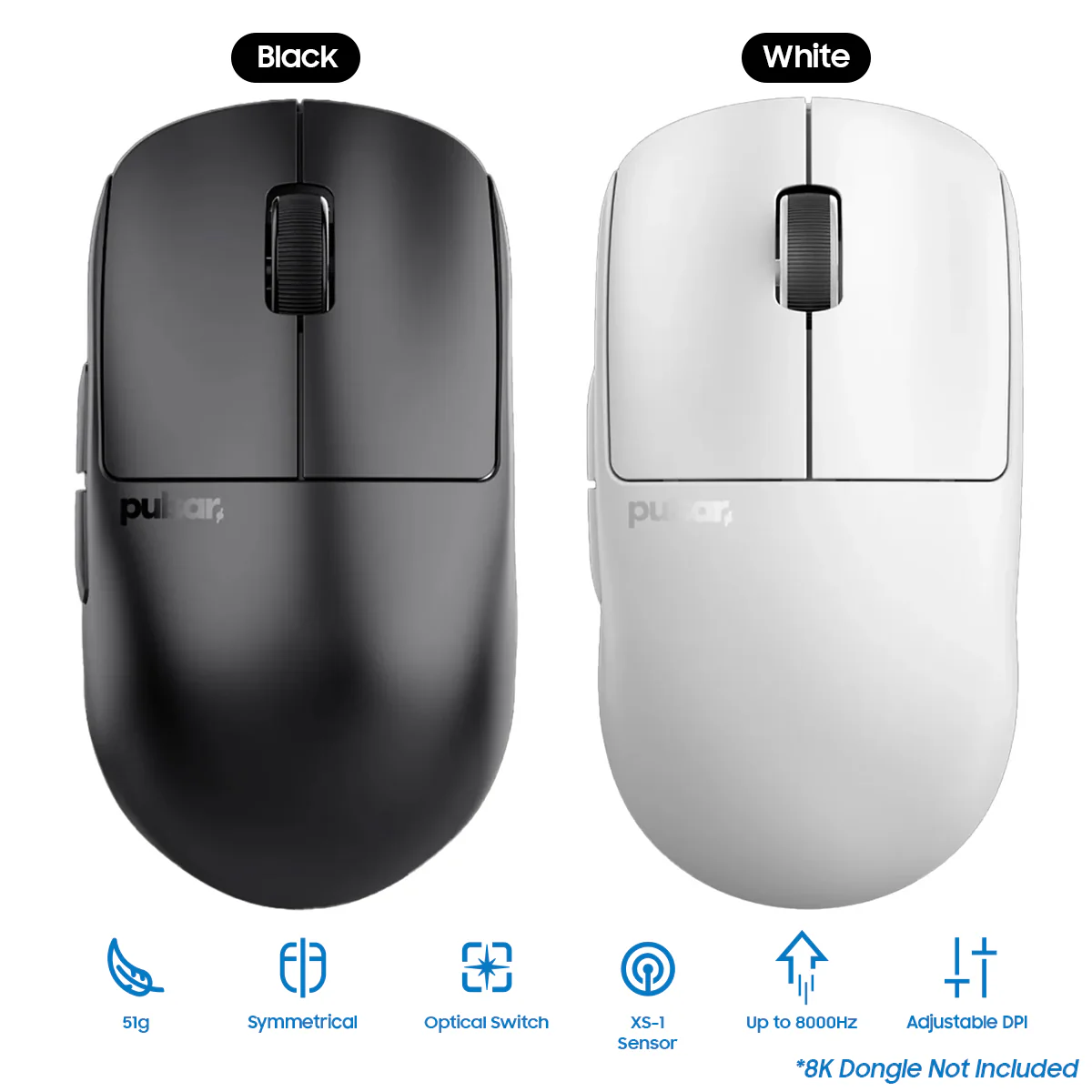 Pulsar X2H V3 Ultralight Weight eSports Gaming Mouse Size 1 (Black, White) (PX2H311, PX2H312)
