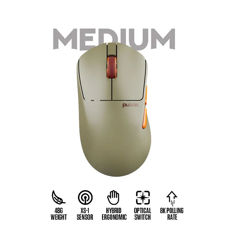 Pulsar X3 LHD CrazyLight 8K Polling Rate eSports Gaming Mouse Size 2 (Desert) (PX3LCL203)