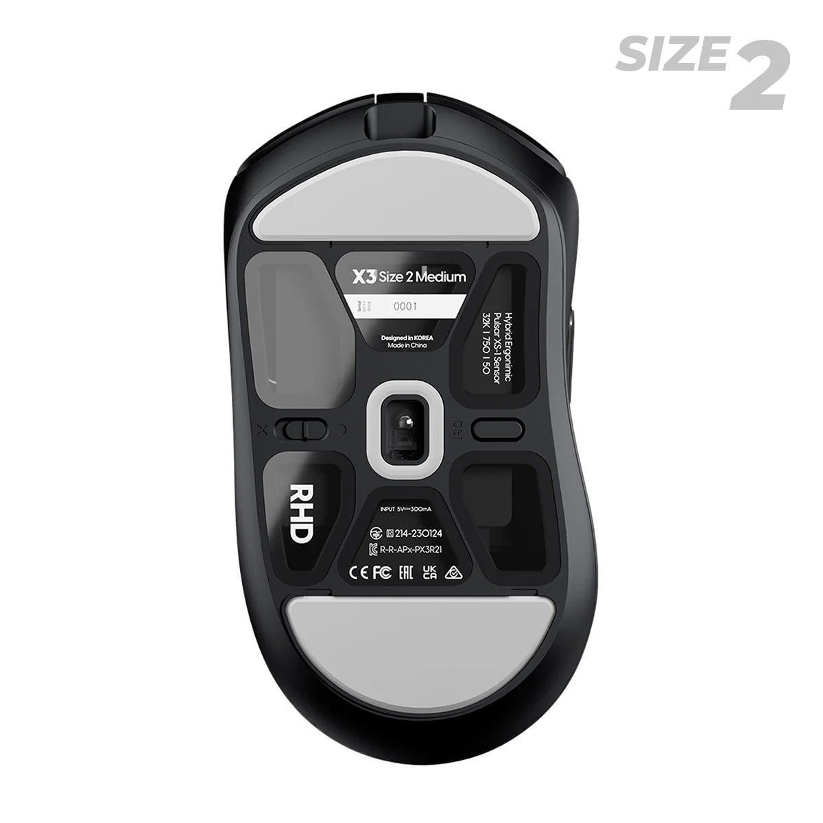 Pulsar X3 Ultralight Weight eSports Mouse Size 2 (Black, White) (PX3R21, PX3R22) - Image 6