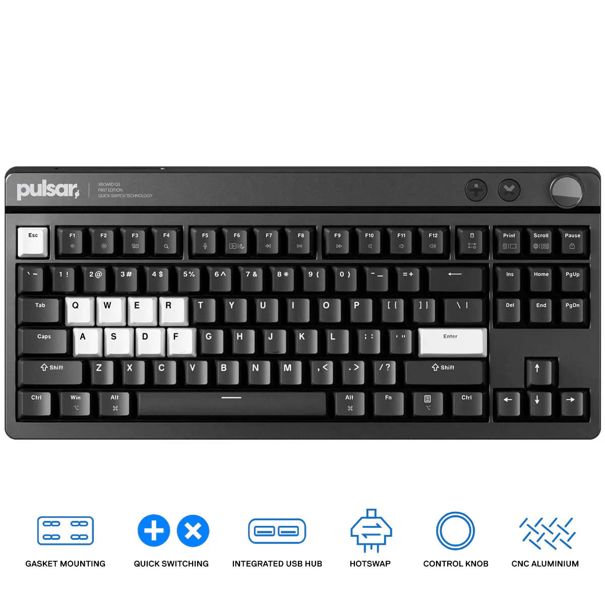 Pulsar XBOARD QS Mechanical Gaming Keyboard with Quick Switching Technology, Win/ Mac Switch Key (Black) (PWKXBQSO1)