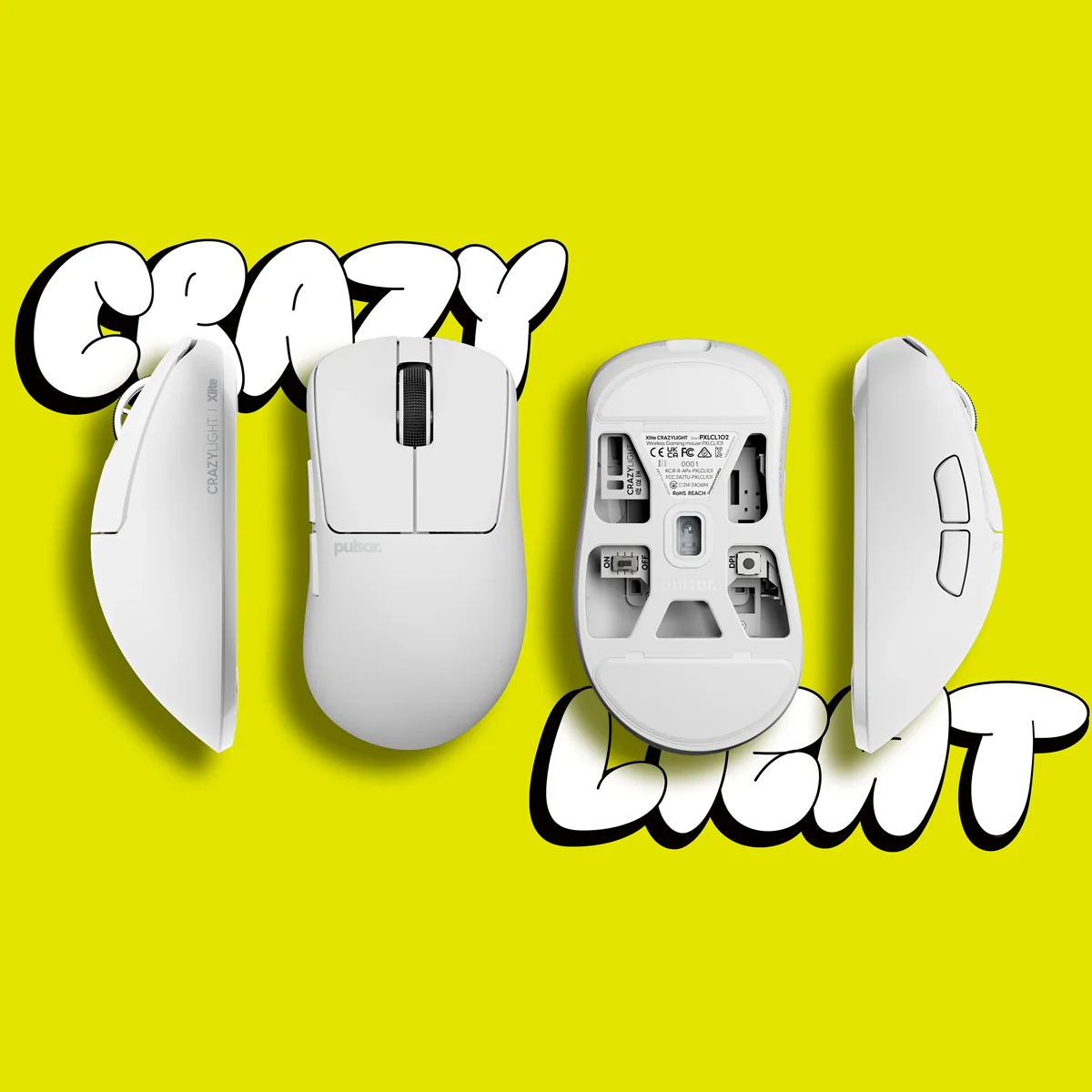 Pulsar Xlite CrazyLight 8K Polling Rate eSports Gaming Mouse Size 1 (Jet Black, Uyuni White) - Image 6