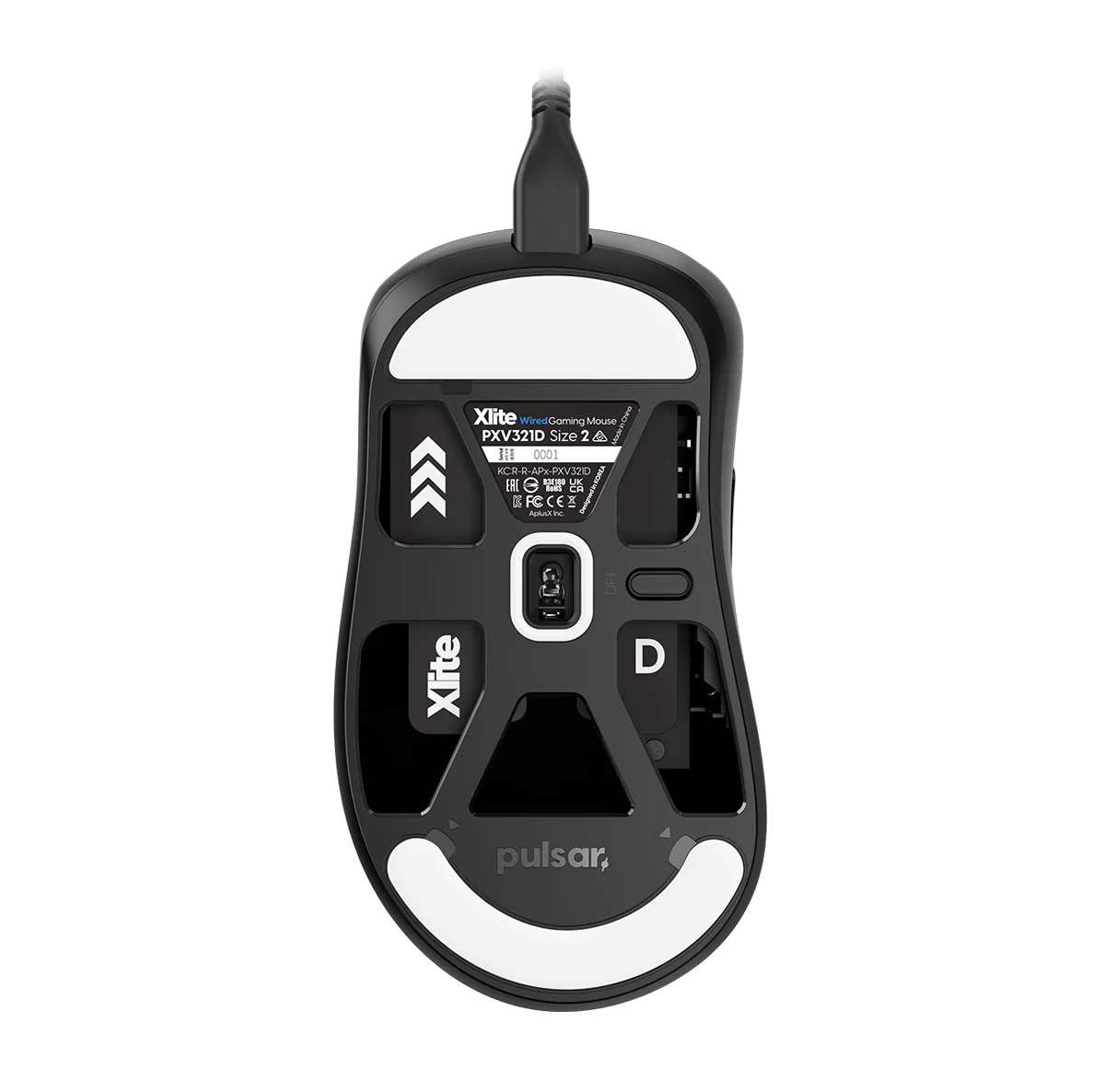 Pulsar Xlite Wired Ultralight Gaming Mouse Size 2 (Black, White) - Image 4