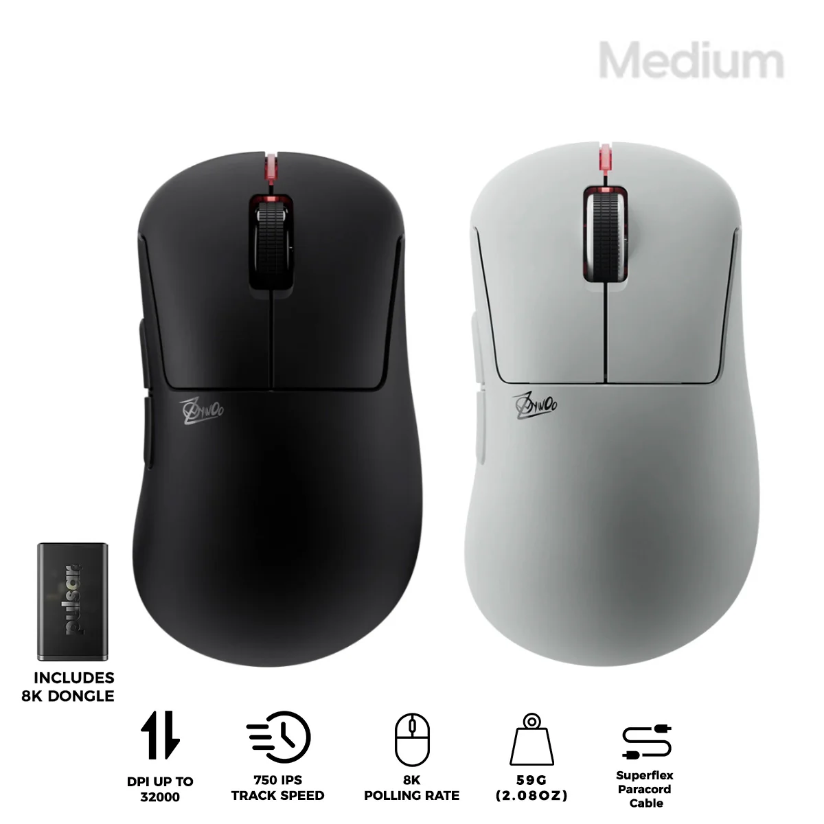 Pulsar ZywOo The Chosen Mouse eSports Gaming Mouse Medium (Black, White) (PZWX21, PZWX22)