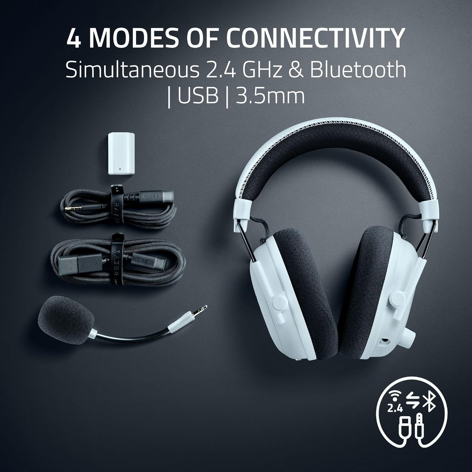Razer Blackshark V3 Pro Wireless ANC eSports Gaming Headset with Ultra-Low Latency & THX Spatial Audio for PC/ Mac/ PlayStation/ Nintendo Switch/ Steam Deck/ Smartphone (Black, White) - Image 8