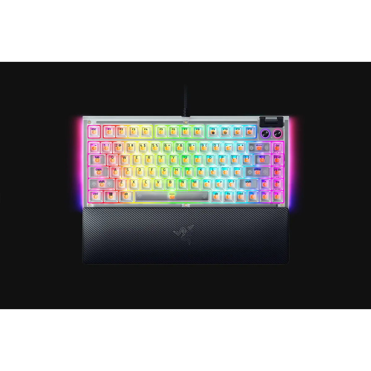 Razer BlackWidow V4 75% Hot-Swappable Mechanical Gaming Keyboard (Orange Switches) (Phantom White) - Image 4