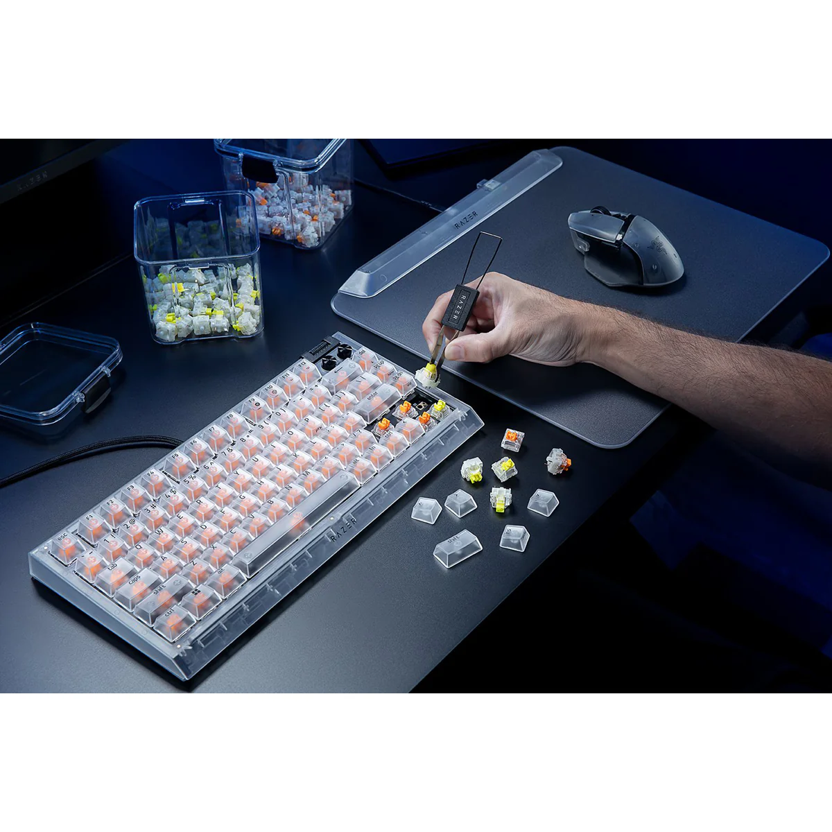 Razer BlackWidow V4 75% Hot-Swappable Mechanical Gaming Keyboard (Orange Switches) (Phantom White) - Image 6