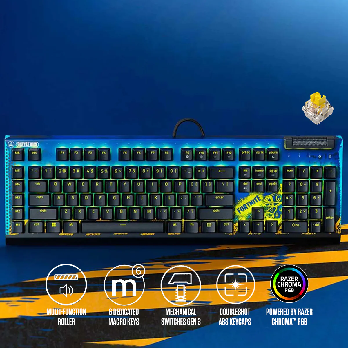 Razer Blackwidow V4 X Mechanical Gaming Keyboard with Razer Chroma RGB (Fortnite Edition) (Yellow Switch)