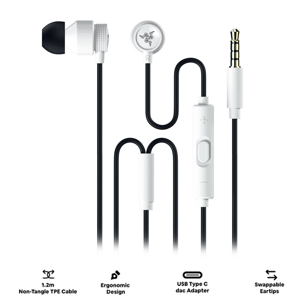 Razer Hammerhead V3 Universal Wired Earbuds for Gaming (Black, White) - Image 11