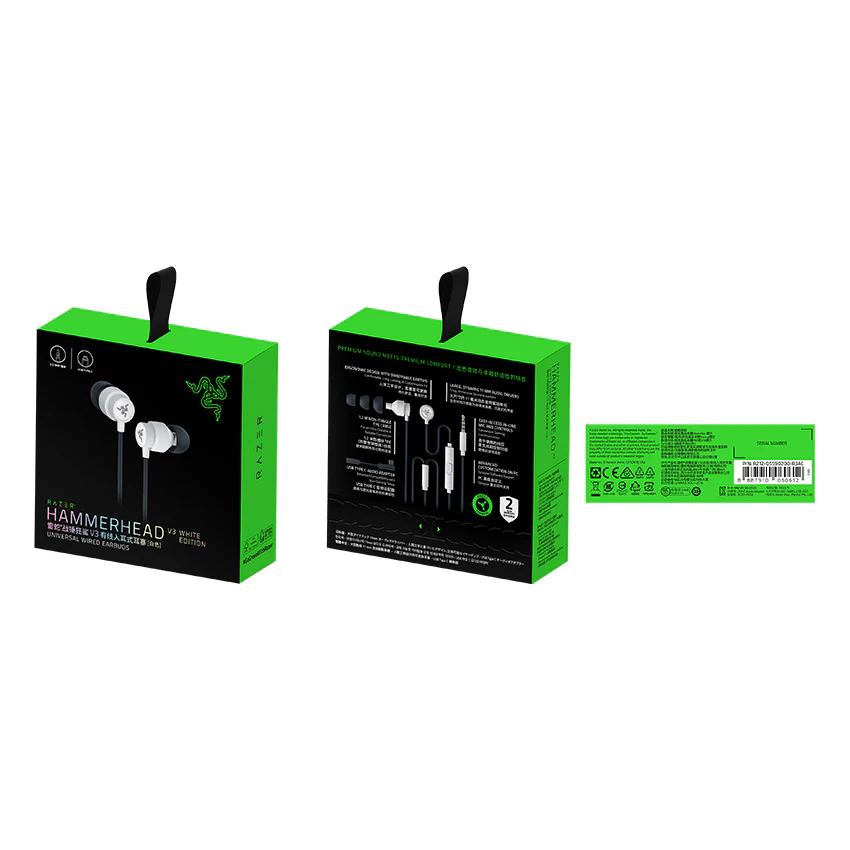Razer Hammerhead V3 Universal Wired Earbuds for Gaming (Black, White) - Image 14