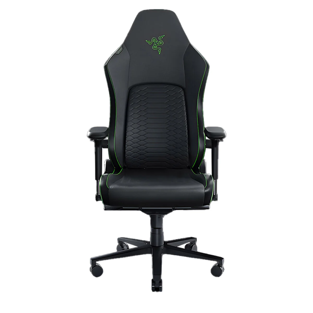 Razer Iskur V2 Gaming Chair With Built-In Lumbar Support (Leather - Black/Green, Leather - Black, Fabric  - Dark Gray) - Image 2