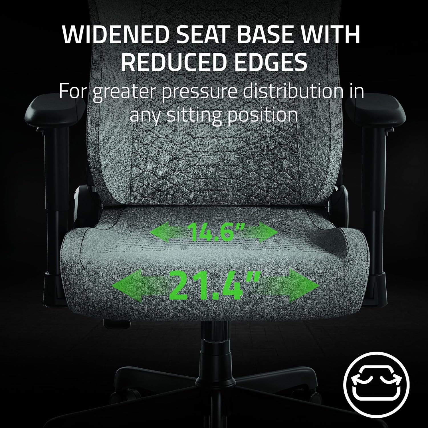 Razer Iskur V2 X Fabric Essential Gaming Chair with Built-in Lumbar Support (Black/Green, Light Gray) - Image 5