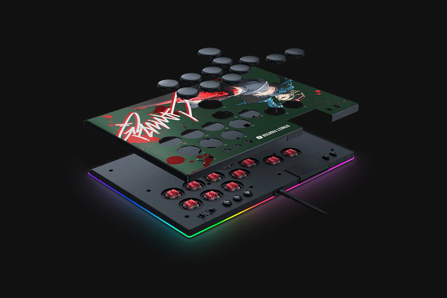 Razer Kitsune All-Button Optical Arcade Controller For PS5 & PC (Black, SF6 Cammy Edition, SF6 Chun-Li Edition) - Image 9