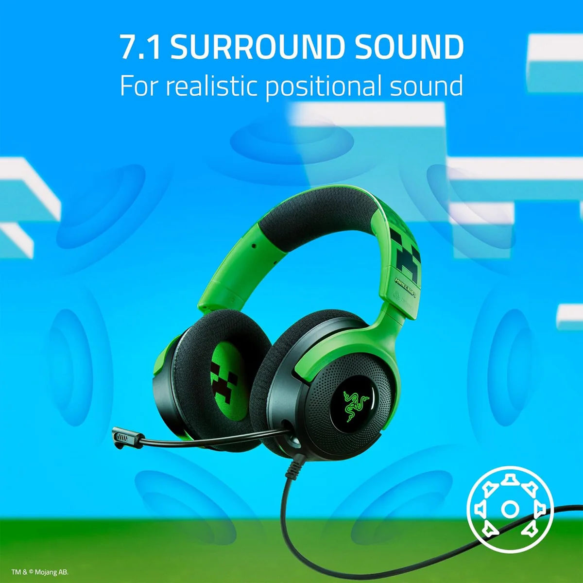 Razer Kraken V4 X Wired Gaming Headset (Minecraft Edition) - Image 8