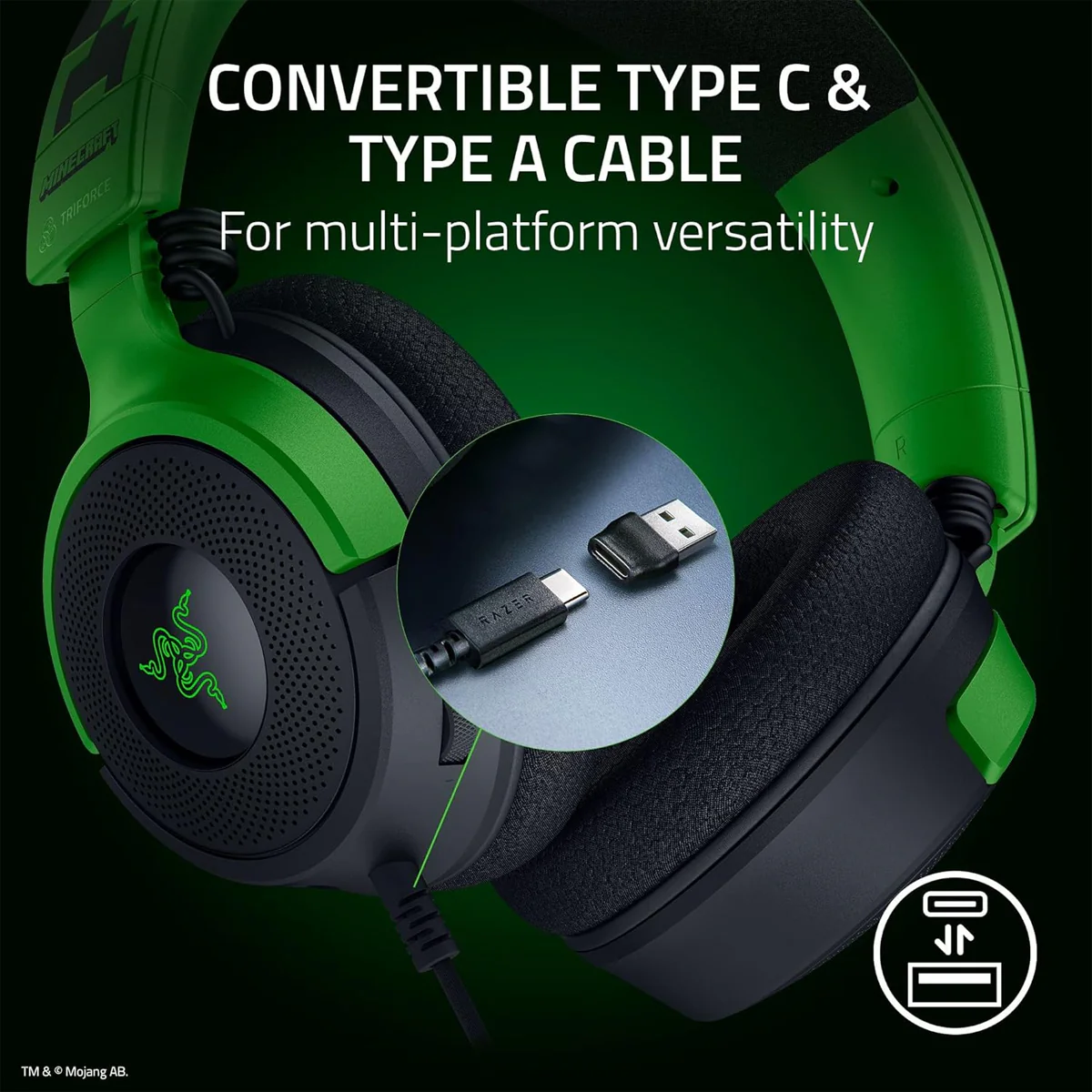 Razer Kraken V4 X Wired Gaming Headset (Minecraft Edition) - Image 9