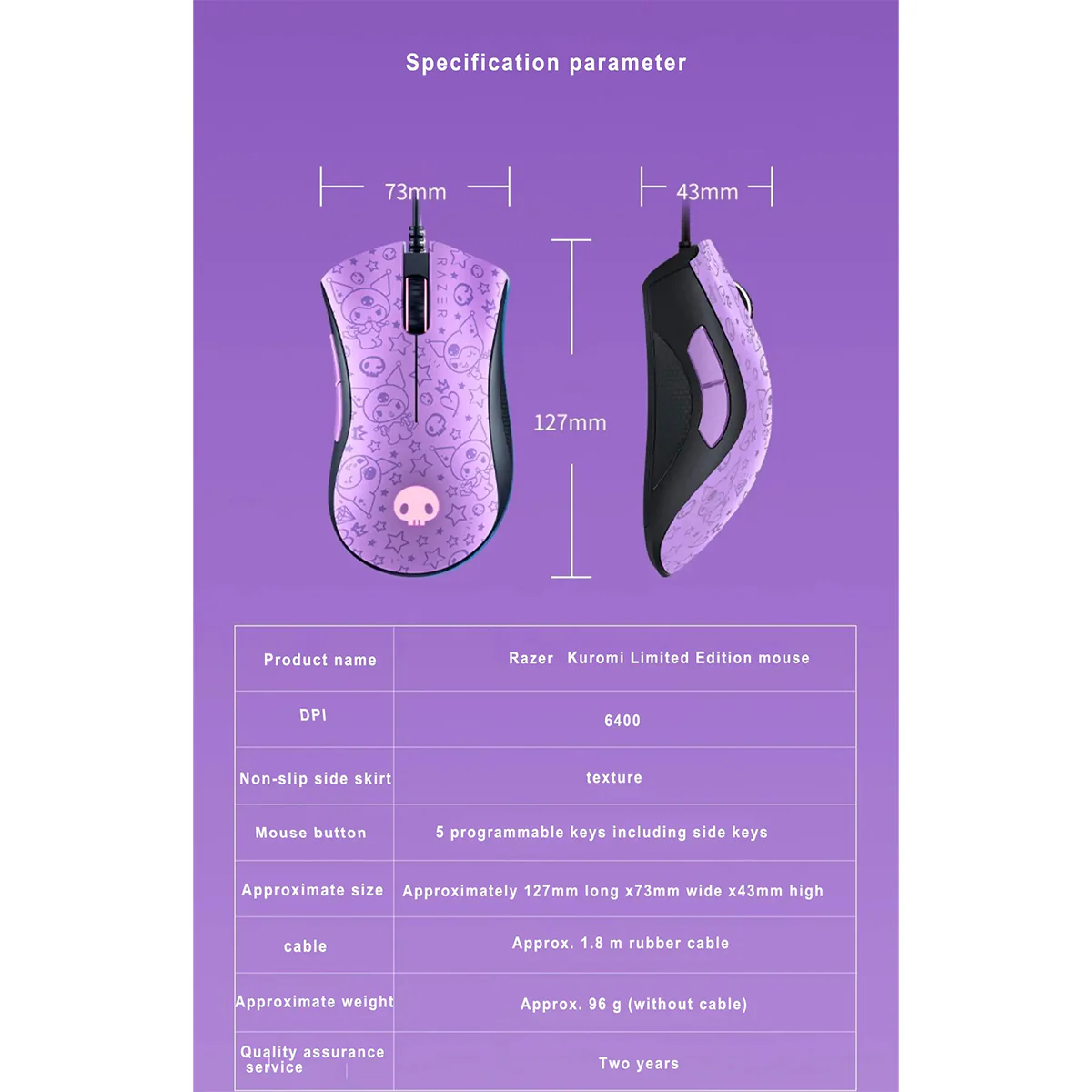 Razer x Sanrio Kuromi DeathAdder Essential Gaming Mouse & Mousepad Bundle - Image 6