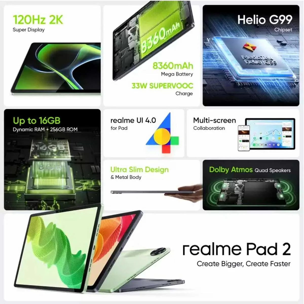 Realme RMP2204 Pad 2 LTE 6GB+128GB 11.5" 120HZ 2K HELIO G99 8360MAH 33W SUPERVOOC Tablet - Image 17