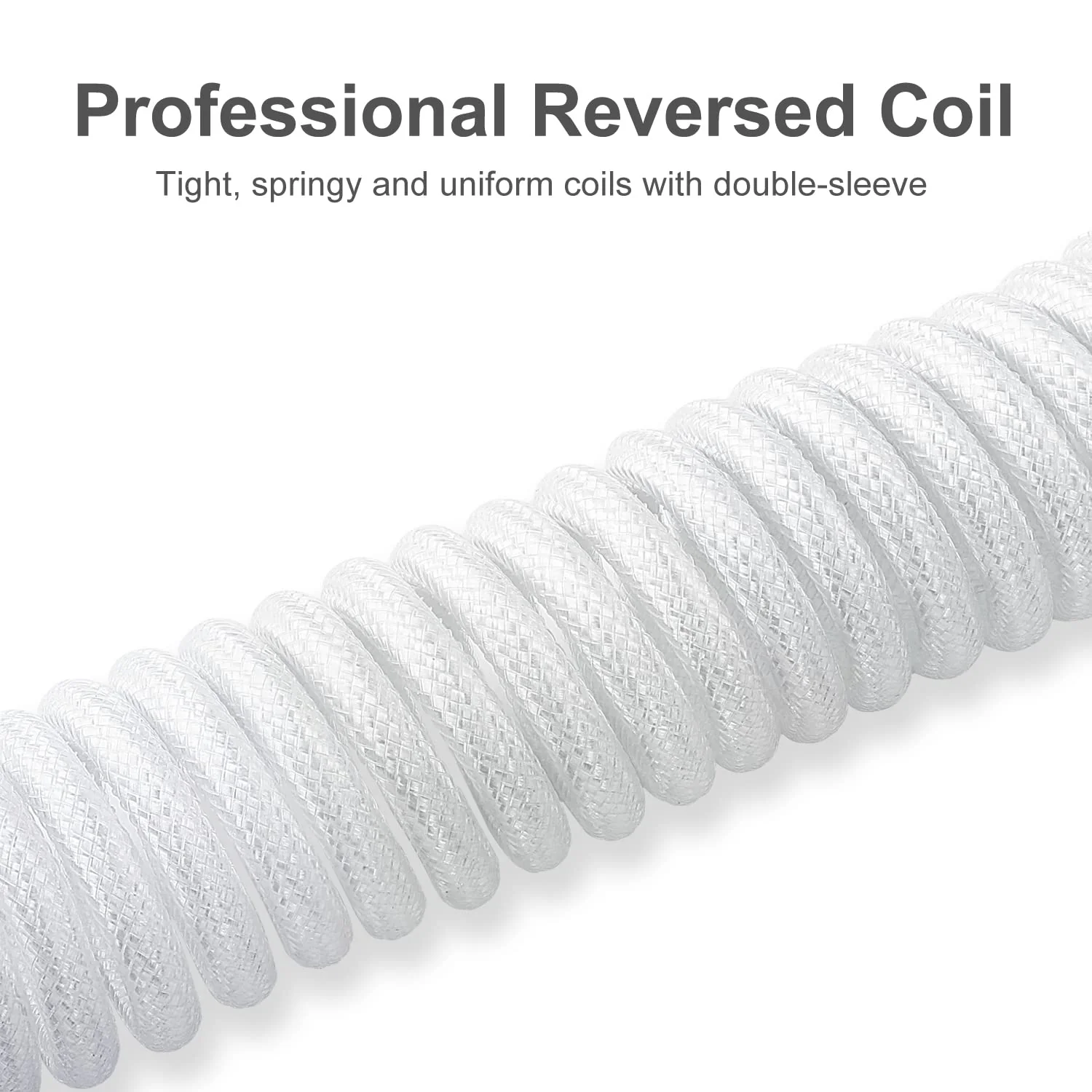 Redragon A115 Coiled USB-C Cable For Gaming Keyboard (White) - Image 3
