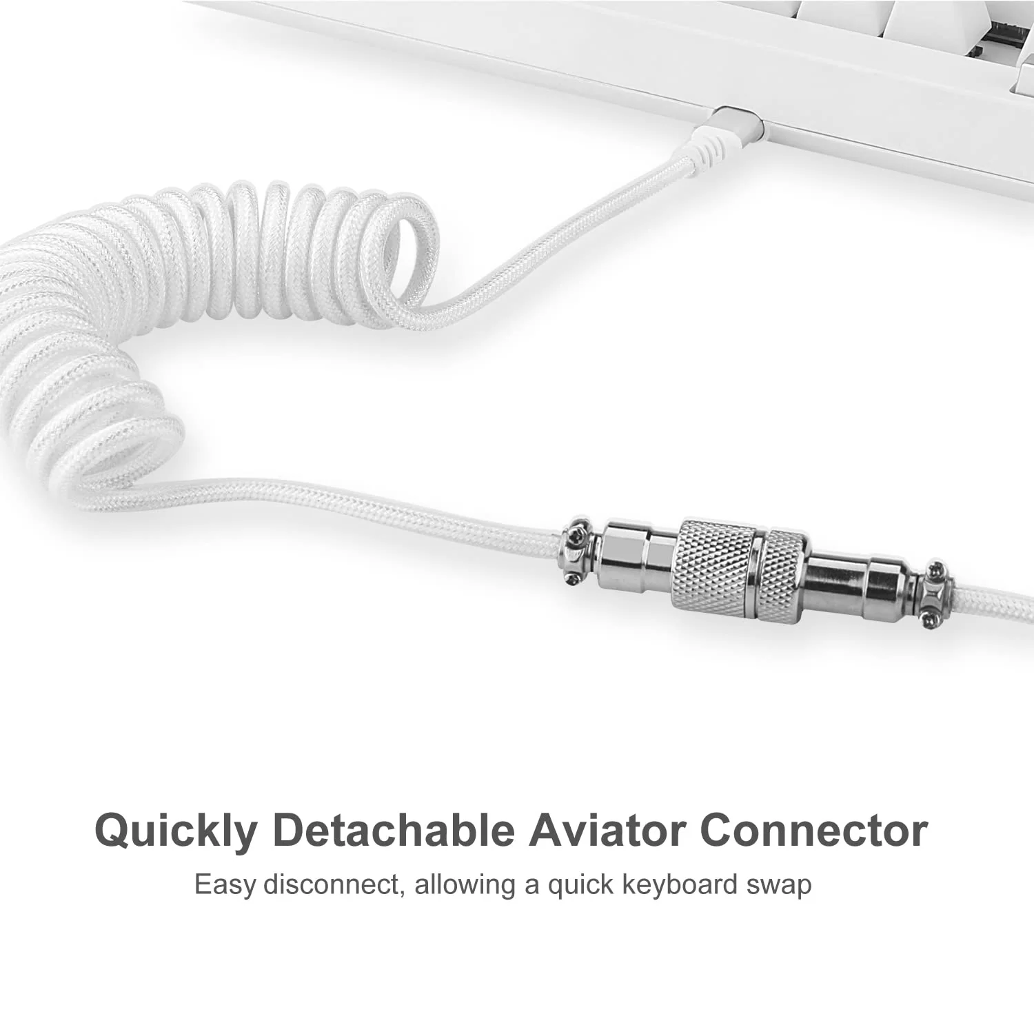 Redragon A115 Coiled USB-C Cable For Gaming Keyboard (White) - Image 4
