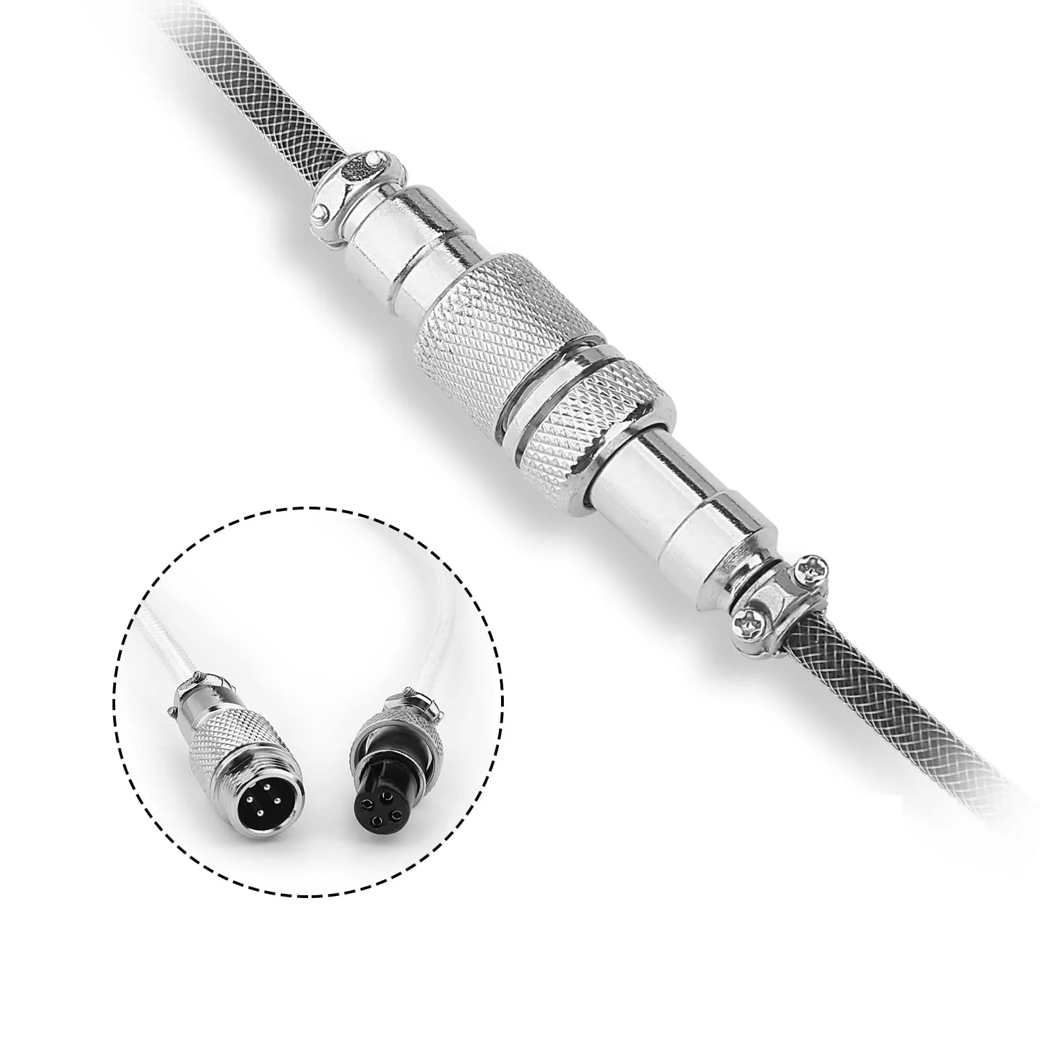 Redragon A115 Coiled USB-C Cable For Gaming Keyboard (White) - Image 5