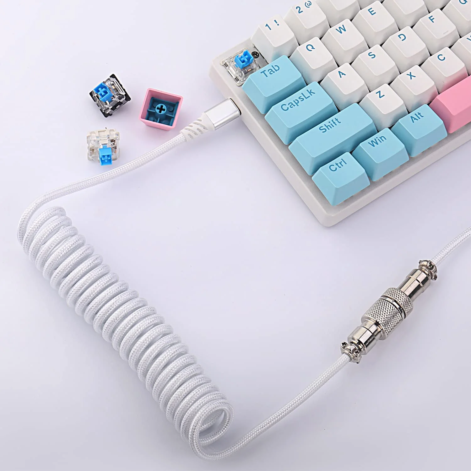Redragon A115 Coiled USB-C Cable For Gaming Keyboard (White) - Image 6
