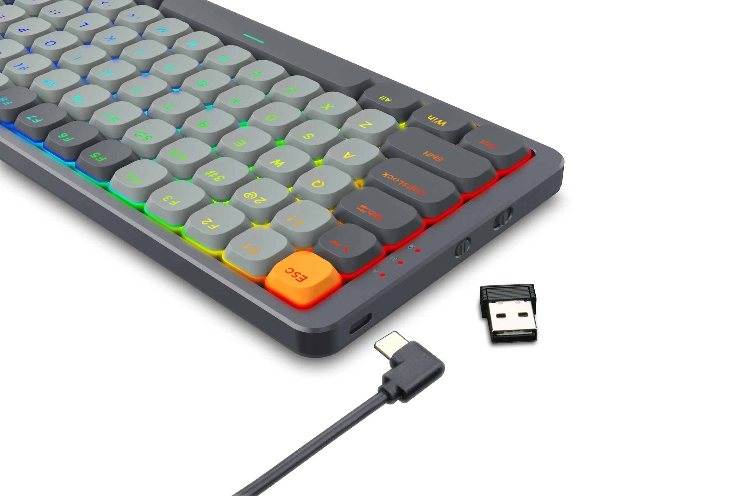 Redragon Azure 75% Low-Profile RGB Wireless Mechanical Keyboard (Grey) (Dust-Proof Red Switch) (K652GG-RGB-Pro) - Image 2