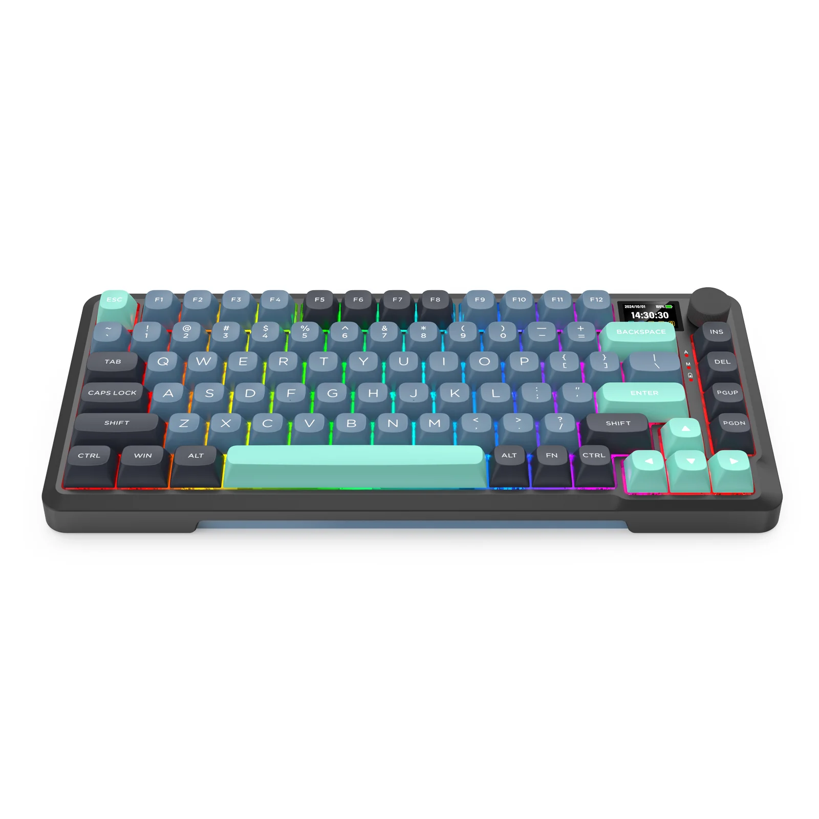 Redragon Behemoth K724GBG-RGB-PRO Tri-Mode Gasket Mounted Mechanical Keyboard with LCD Screen (Grey/Blue/Green) (Yolk RPC Linear Switch) - Image 11