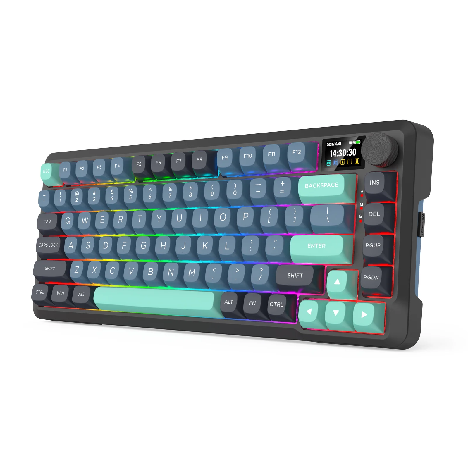 Redragon Behemoth K724GBG-RGB-PRO Tri-Mode Gasket Mounted Mechanical Keyboard with LCD Screen (Grey/Blue/Green) (Yolk RPC Linear Switch) - Image 15