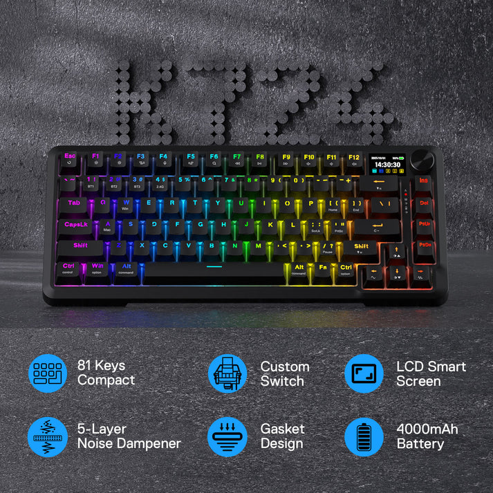 Redragon Behemoth K724RGB-PRO Tri-Mode Gasket Mounted Mechanical Keyboard with LCD Screen (Black) (RPC Linear Switch) - Image 3