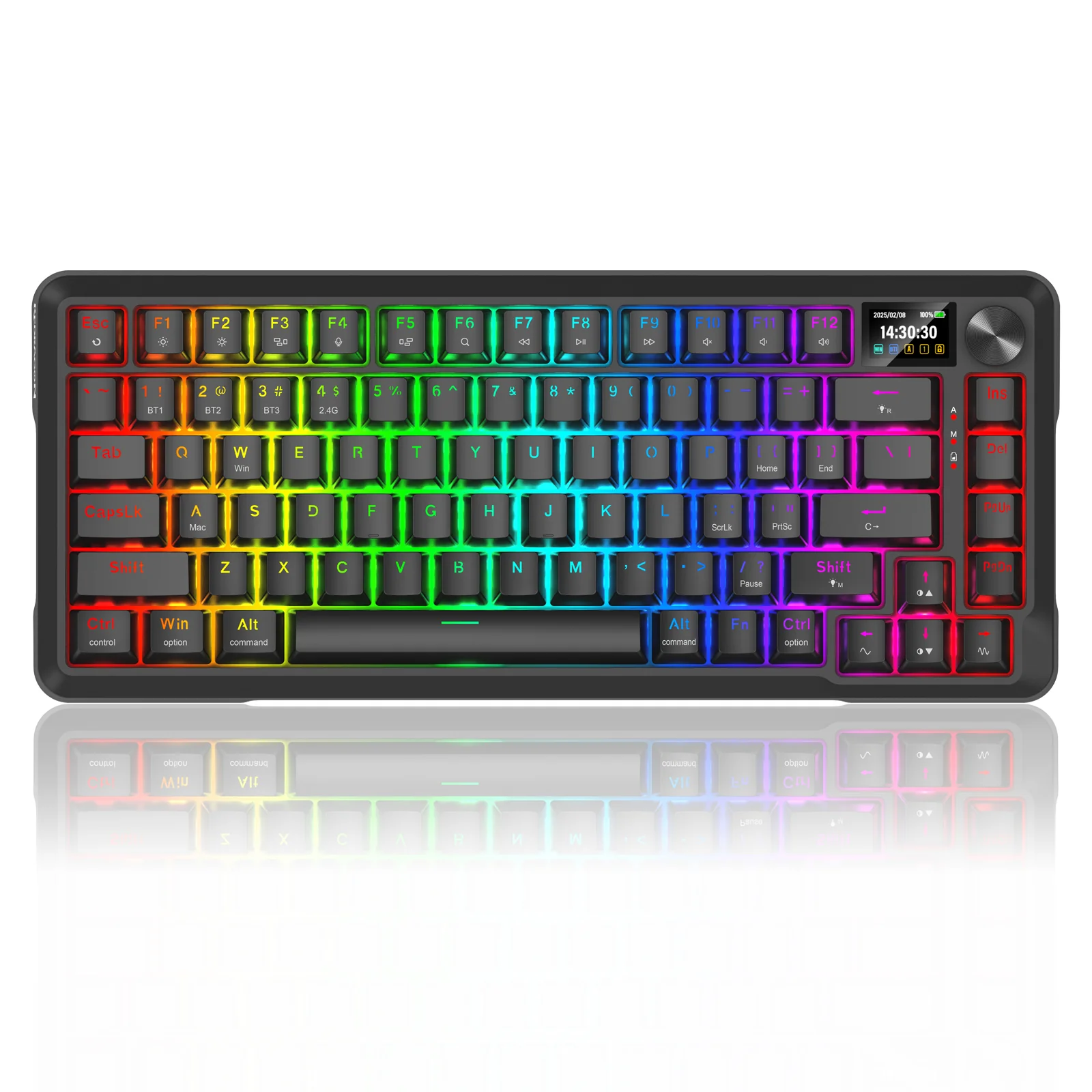 Redragon Behemoth K724RGB-PRO Tri-Mode Gasket Mounted Mechanical Keyboard with LCD Screen (Black) (RPC Linear Switch) - Image 7
