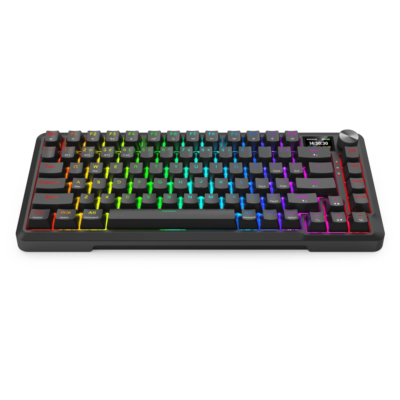 Redragon Behemoth K724RGB-PRO Tri-Mode Gasket Mounted Mechanical Keyboard with LCD Screen (Black) (RPC Linear Switch) - Image 8