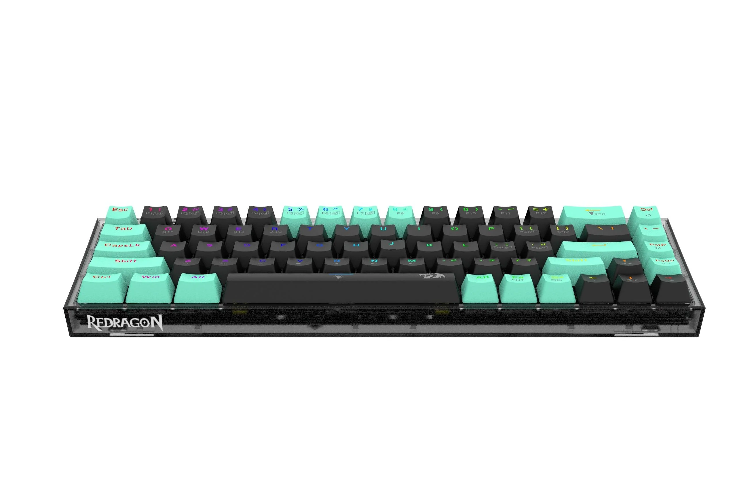 Redragon Castor Pro Wired/2.4G/BT 68-Keys RGB Gaming Keyboard - Yellow Switch (Black/Green) (K631RGB-PRO-BG) - Image 3