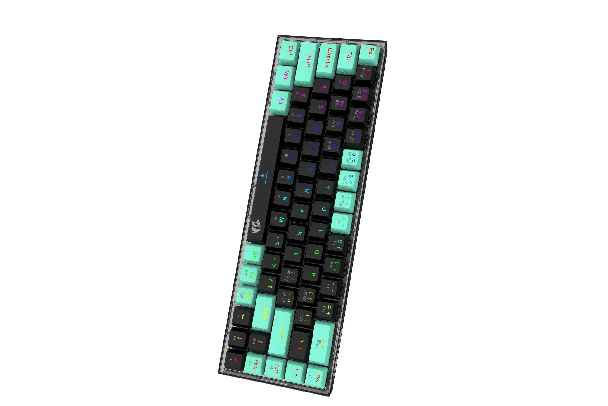 Redragon Castor Pro Wired/2.4G/BT 68-Keys RGB Gaming Keyboard - Yellow Switch (Black/Green) (K631RGB-PRO-BG) - Image 6
