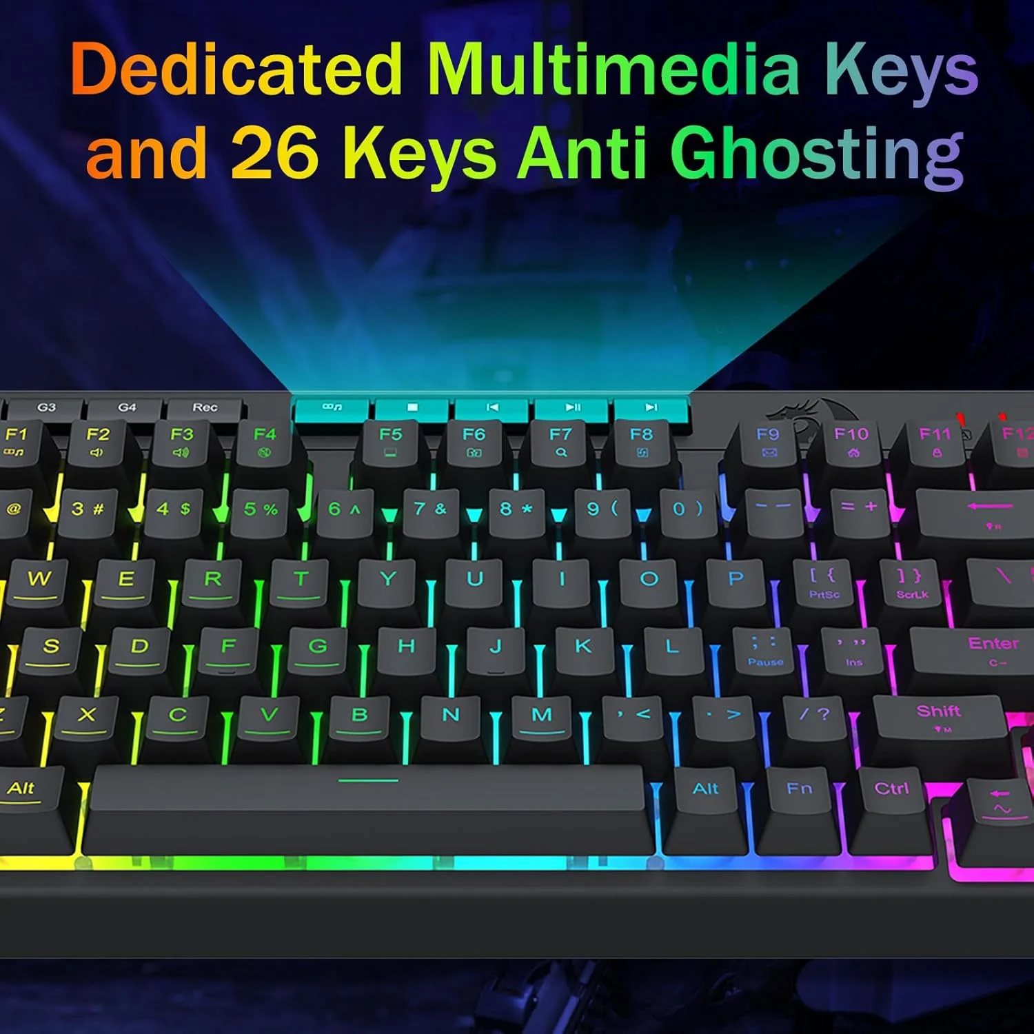 Redragon Crescent K524-RGB 75% Wired Gaming Keyboard With Macro Keys - Image 3