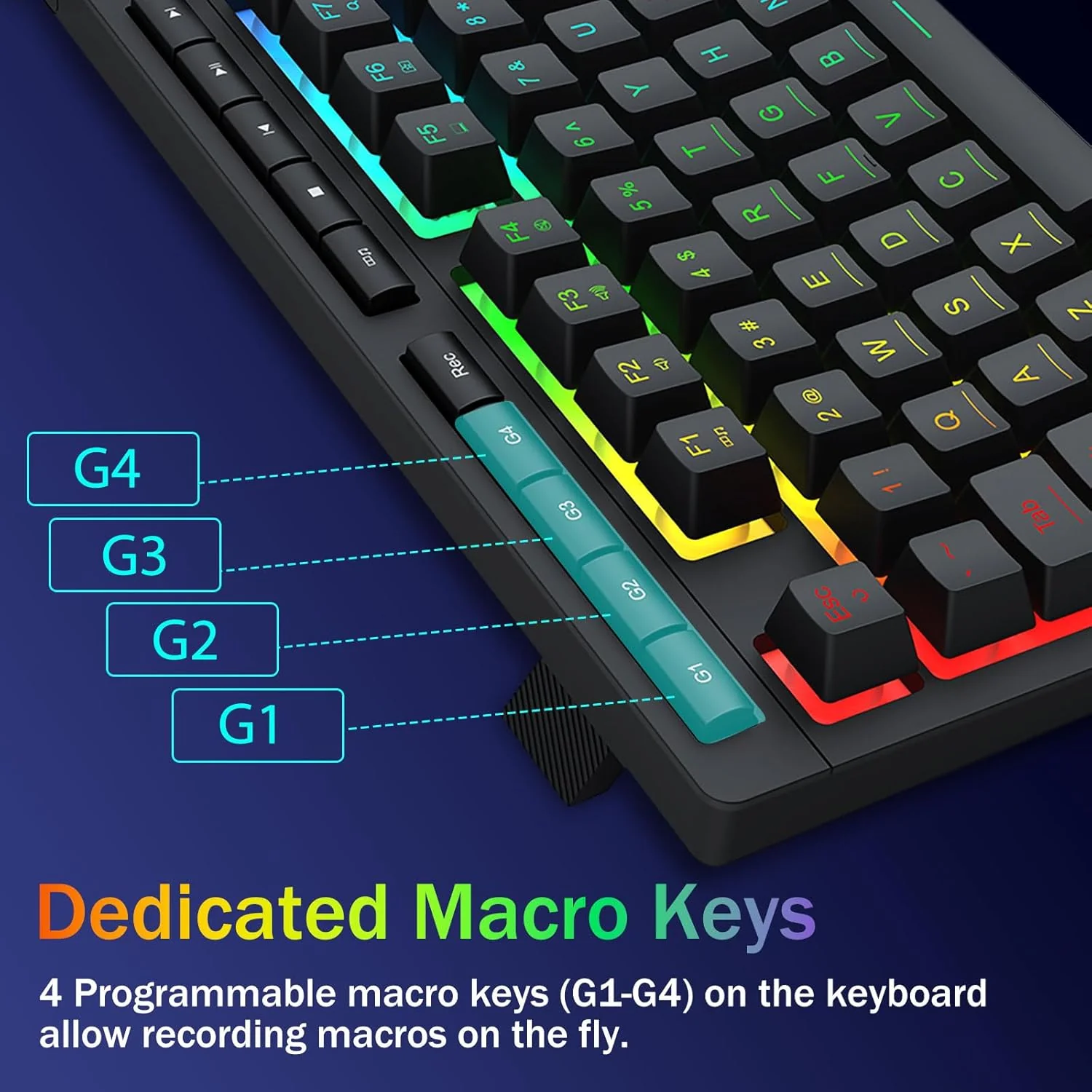 Redragon Crescent K524-RGB 75% Wired Gaming Keyboard With Macro Keys - Image 4