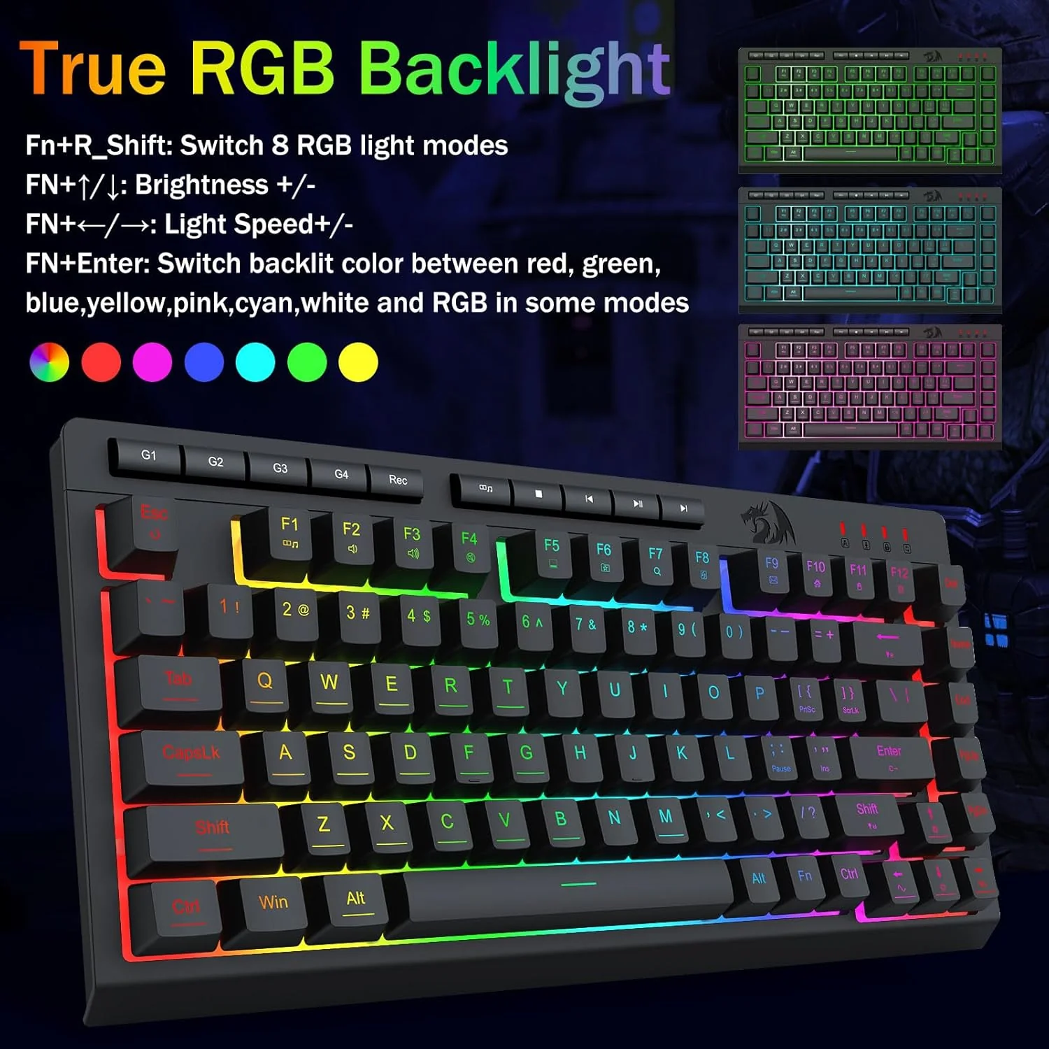 Redragon Crescent K524-RGB 75% Wired Gaming Keyboard With Macro Keys - Image 5