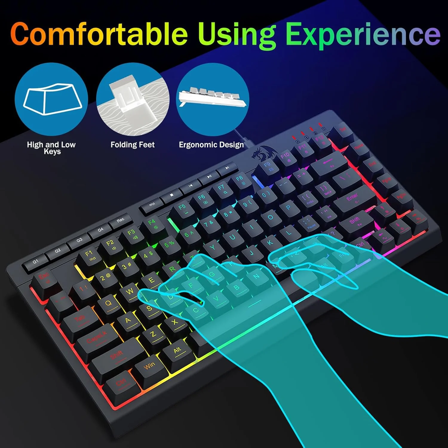 Redragon Crescent K524-RGB 75% Wired Gaming Keyboard With Macro Keys - Image 7