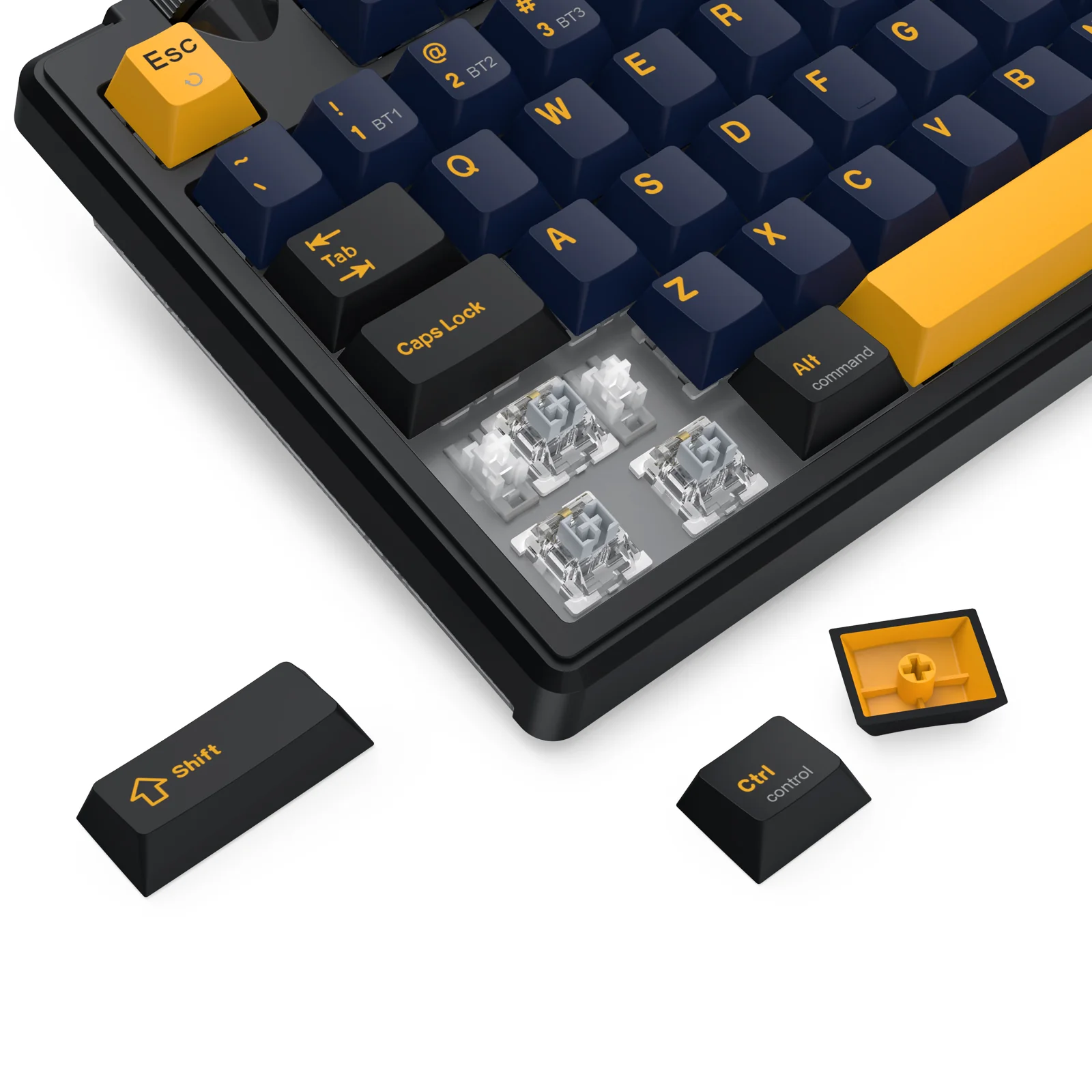 Redragon Cyclone Pro K716 RGB Hot-Swappable Gasket Mounted TKL Horizontal Knob Mechanical Keyboard (RPC Linear Switch) (Black/Dark Blue/Yellow) - Image 7