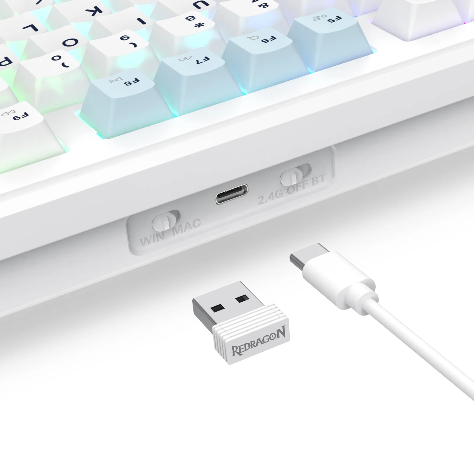 Redragon Cyclone Pro K716 RGB Hot-Swappable Gasket Mounted TKL Horizontal Knob Mechanical Keyboard (RPC Linear Switch) (White/Light Blue/Dark Blue) - Image 10