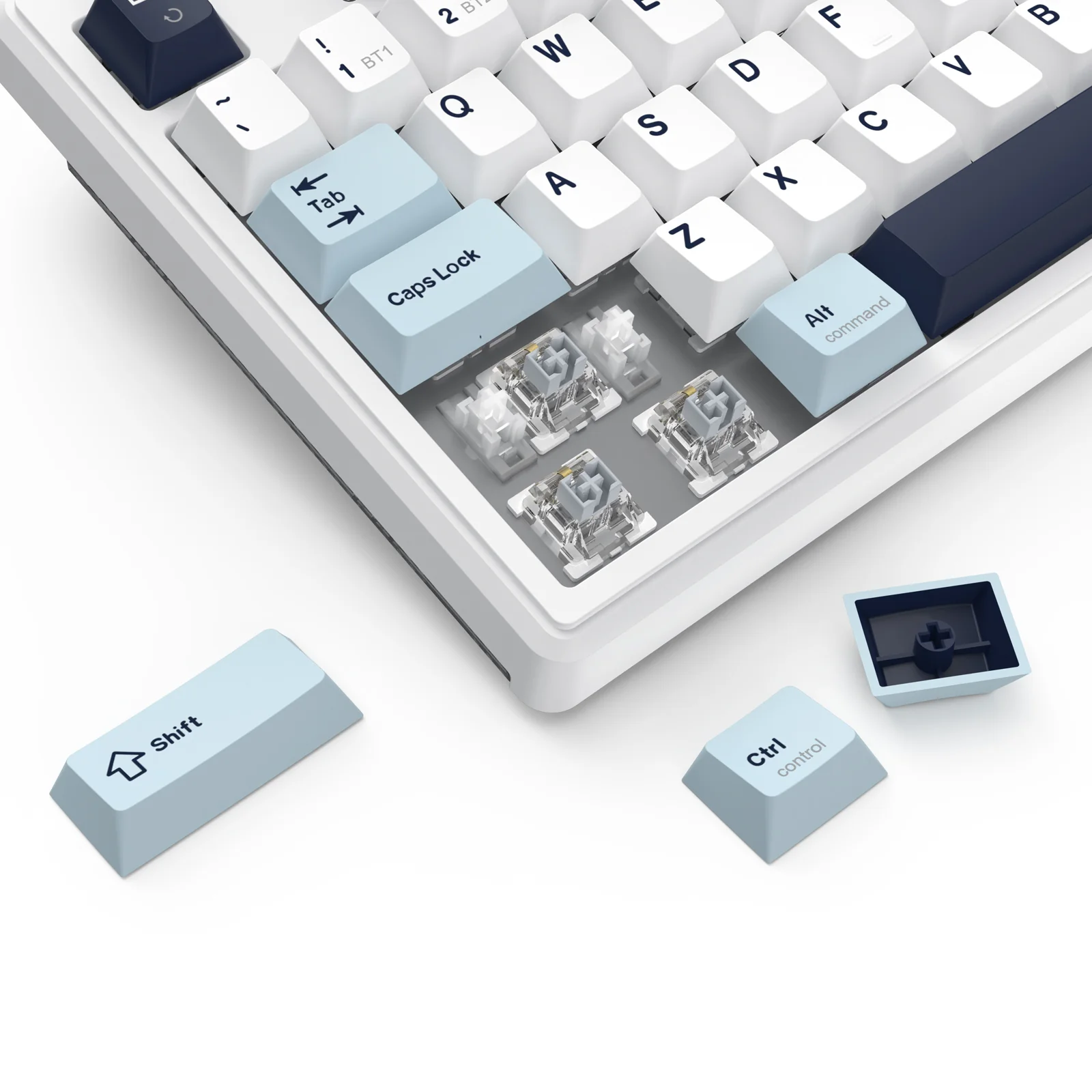Redragon Cyclone Pro K716 RGB Hot-Swappable Gasket Mounted TKL Horizontal Knob Mechanical Keyboard (RPC Linear Switch) (White/Light Blue/Dark Blue) - Image 11