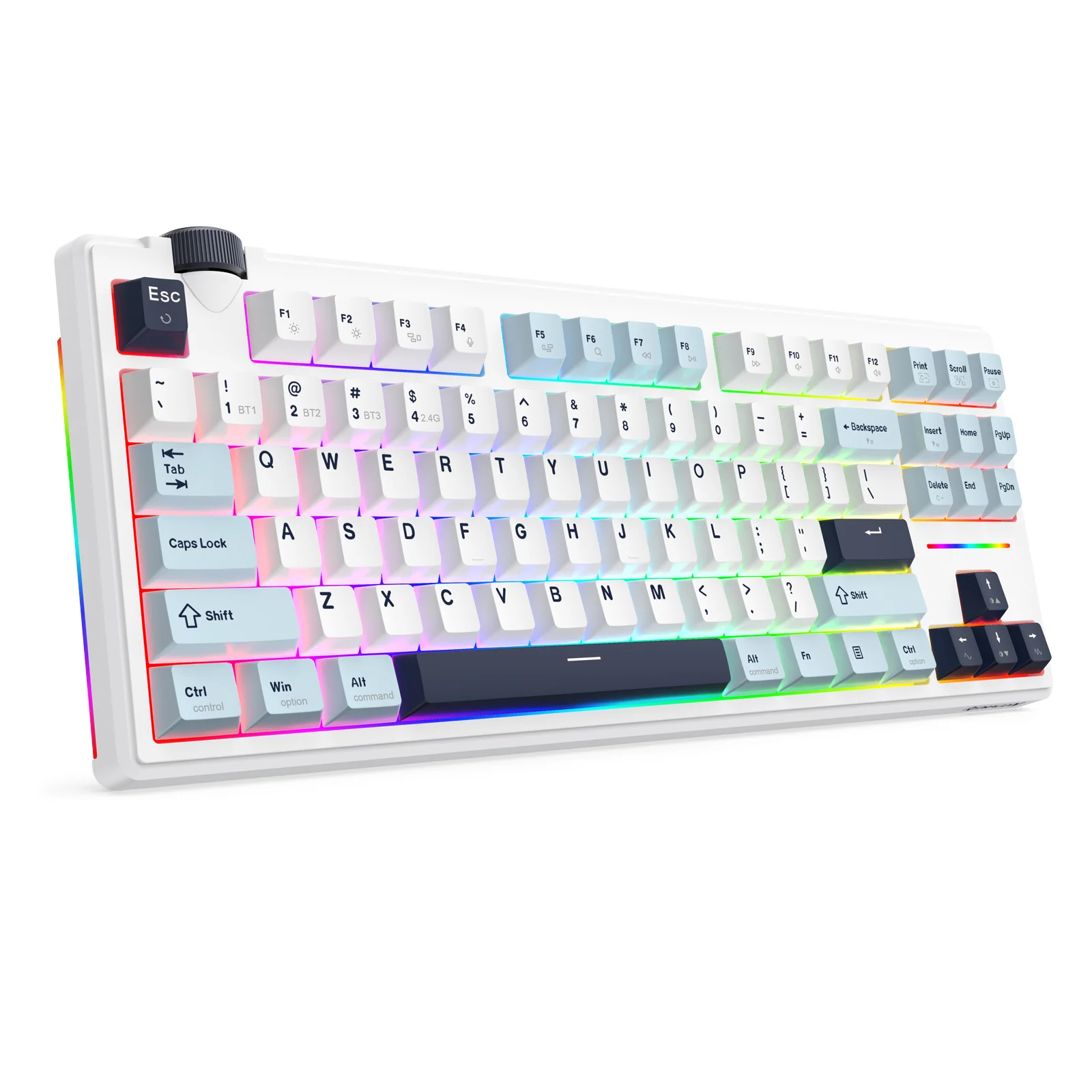 Redragon Cyclone Pro K716 RGB Hot-Swappable Gasket Mounted TKL Horizontal Knob Mechanical Keyboard (RPC Linear Switch) (White/Light Blue/Dark Blue) - Image 12