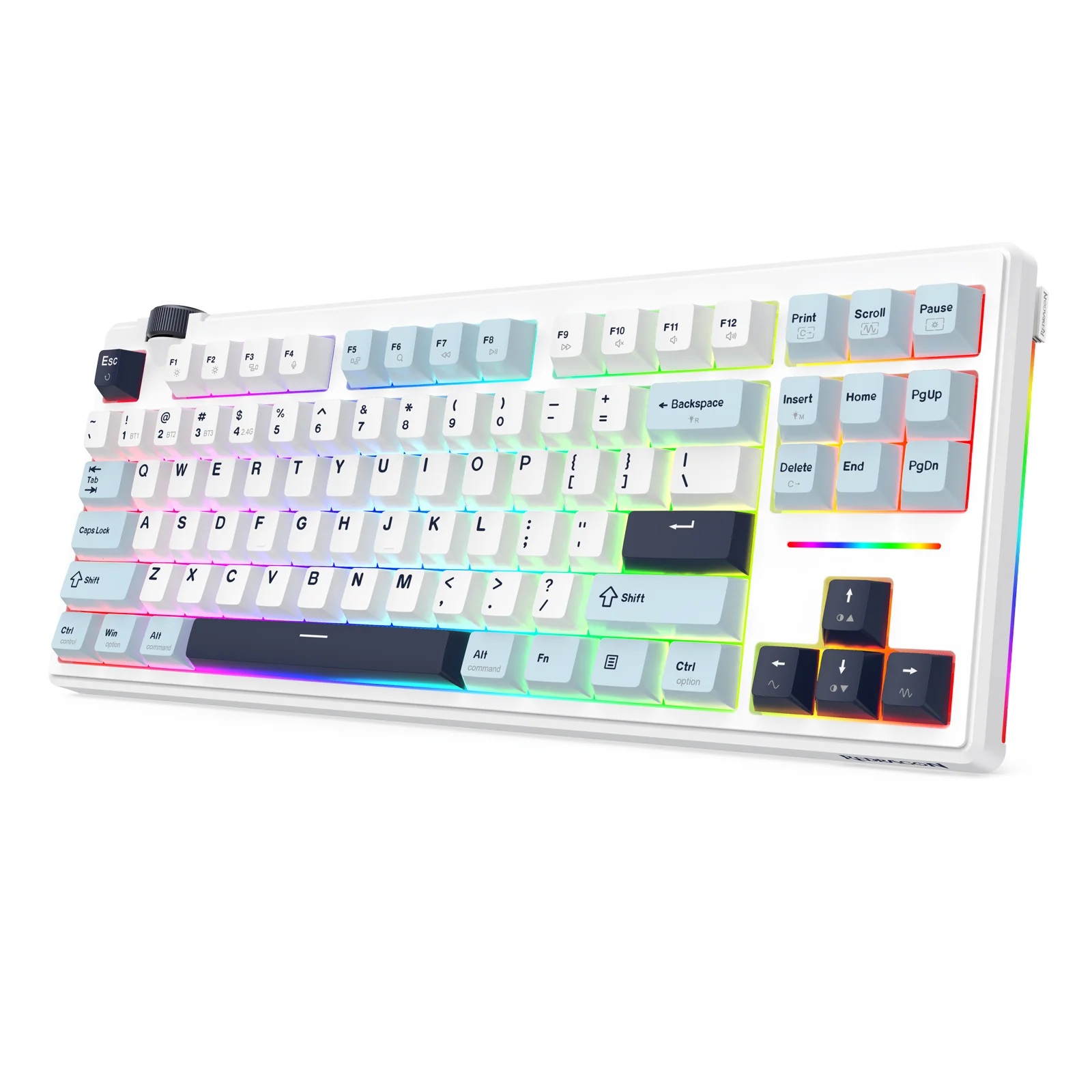 Redragon Cyclone Pro K716 RGB Hot-Swappable Gasket Mounted TKL Horizontal Knob Mechanical Keyboard (RPC Linear Switch) (White/Light Blue/Dark Blue) - Image 13