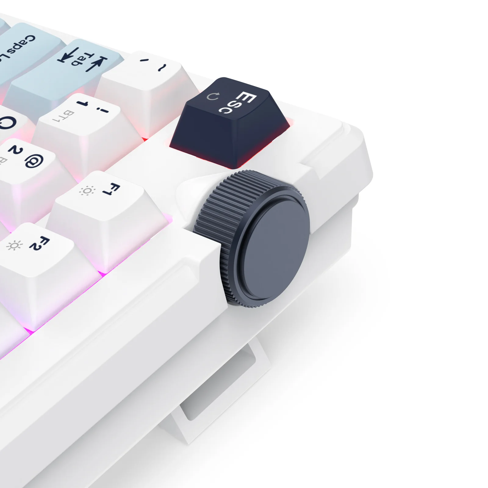 Redragon Cyclone Pro K716 RGB Hot-Swappable Gasket Mounted TKL Horizontal Knob Mechanical Keyboard (RPC Linear Switch) (White/Light Blue/Dark Blue) - Image 14