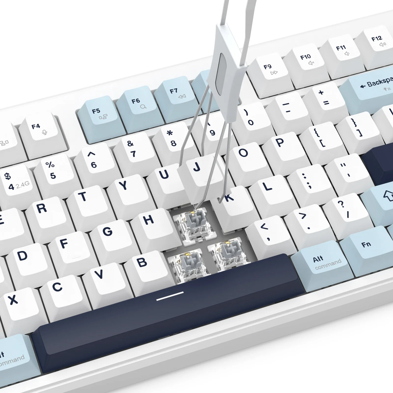 Redragon Cyclone Pro K716 RGB Hot-Swappable Gasket Mounted TKL Horizontal Knob Mechanical Keyboard (RPC Linear Switch) (White/Light Blue/Dark Blue) - Image 17