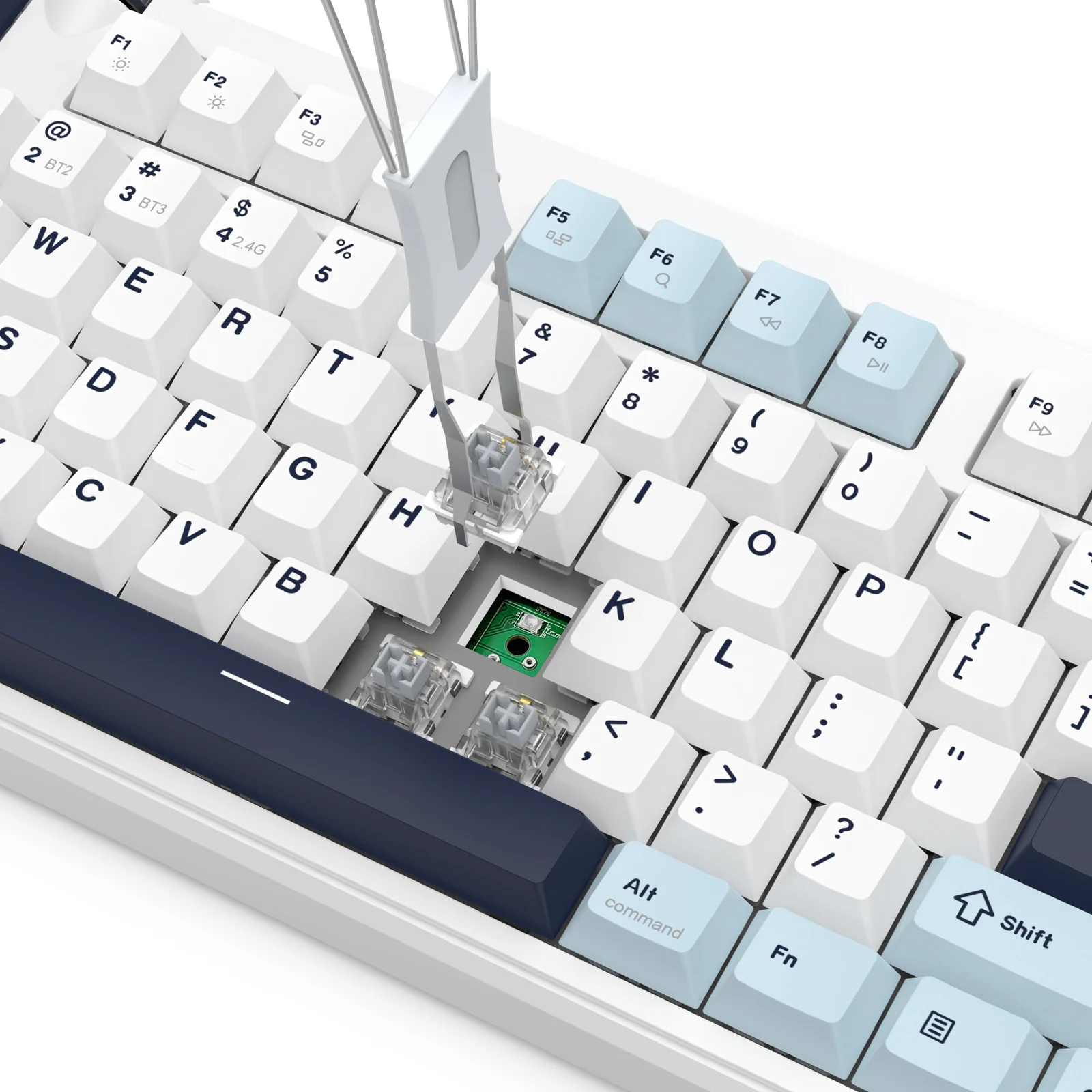 Redragon Cyclone Pro K716 RGB Hot-Swappable Gasket Mounted TKL Horizontal Knob Mechanical Keyboard (RPC Linear Switch) (White/Light Blue/Dark Blue) - Image 18
